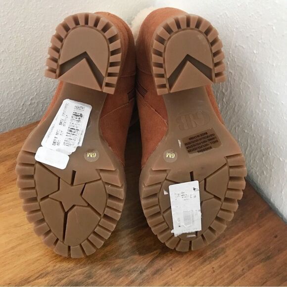 GIANNI BINI Suede Lug Sole Platform Hiking‎ Bootie Lace Up Brown Size 6 New - Picture 9 of 11